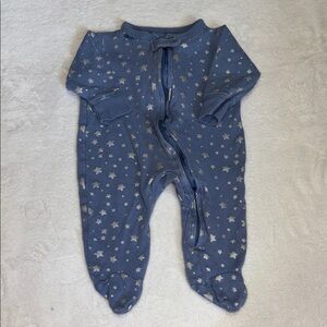 (2 for $10) HB baby blue Star Print Footie/ sleeper 3-6 months